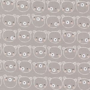 Moda Fabrics D is for Dream Bear Face on Grey