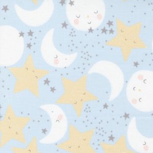 Moda Fabrics D is for Dream Star & Moon on Blue
