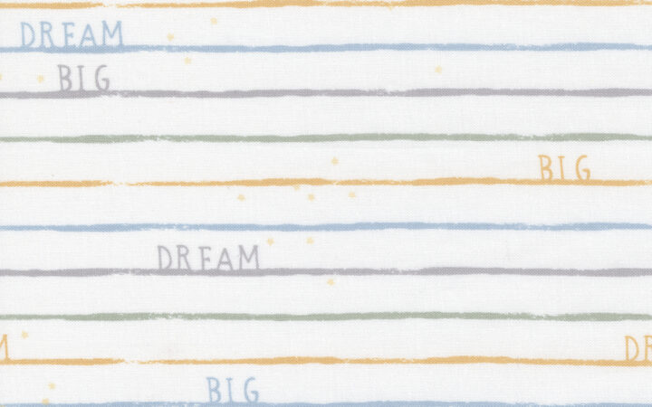 Moda D is for Dream Word Stripe White