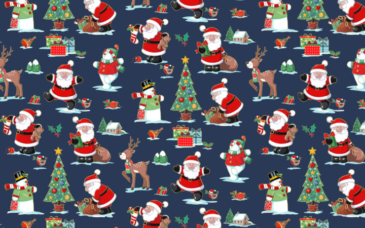 Makower Santa’s Christmas Scenic Navy Blue