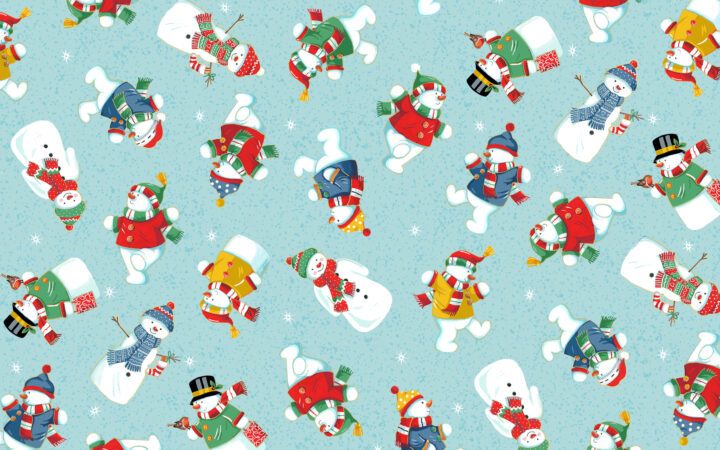 Makower Santa’s Christmas Snowmen Blue
