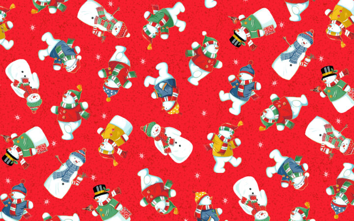 Makower Santa’s Christmas Snowmen Red