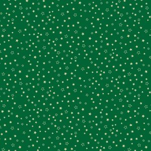 Makower Fabrics Santa's Christmas Metallic Gold Stars on Green