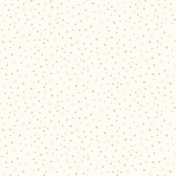 Makower Fabrics Santa's Christmas Metallic Gold Stars on Cream