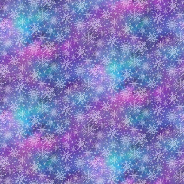 Northcott Fabrics Angels Snowflakes on variegated purple.