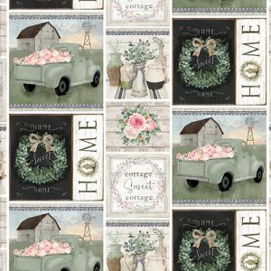 3 Wishes Fabric White Cottage Farm Patch Design