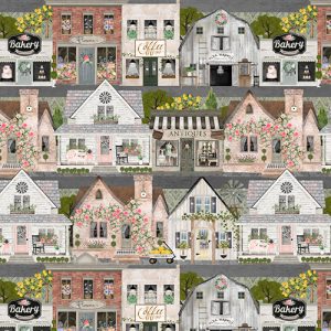 3 Wishes Fabric White Cottage Farm Scenic Village