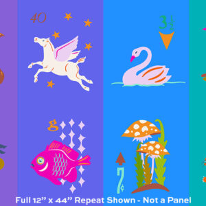 Alison Glass Fabrics Postmark Ephemera Panel in Cool colours
