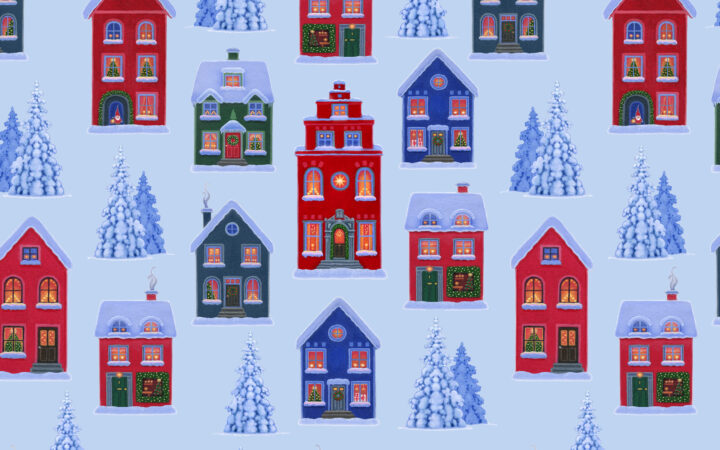 Lewis & Irene Tomtens Village on Blue