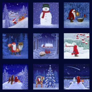 Lewis & Irene Fabrics Tomtens Village Five Inch Block Panel
