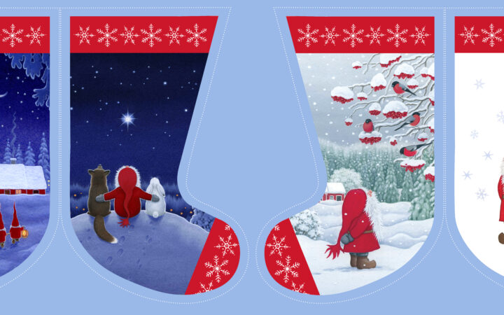 Lewis & Irene Tomtens Village Small Christmas Stocking Panel