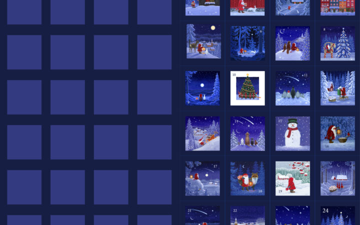 Lewis & Irene Tomtens Village Advent Calendar Panel