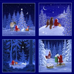 Lewis & Irene Fabrics Tomtens Village Cushion Panel