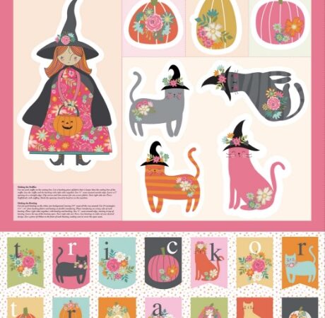 Poppie Cotton Kitty Loves Candy Bunting Panel
