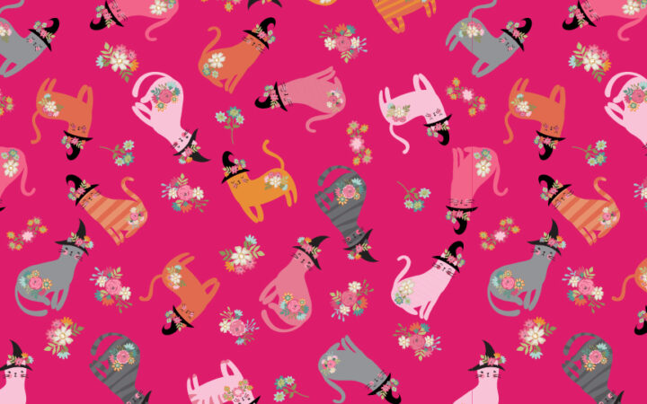 Poppie Cotton Kitty Loves Candy Cats in Hats Pink
