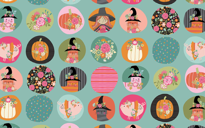 Poppie Cotton Kitty Loves Candy Fun Dots Teal