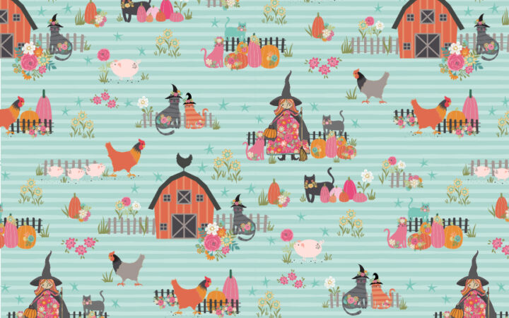 Poppie Cotton Kitty Loves Candy Teal