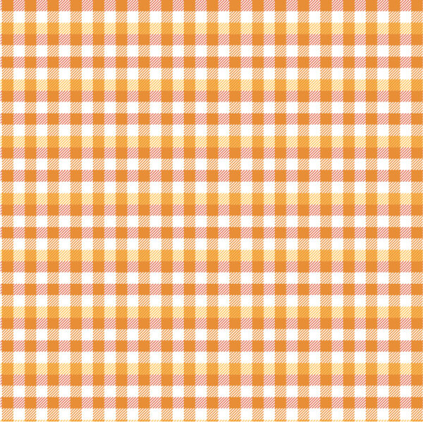 Poppie Cotton Fabric Kitty Loves Candy Orange Plaid