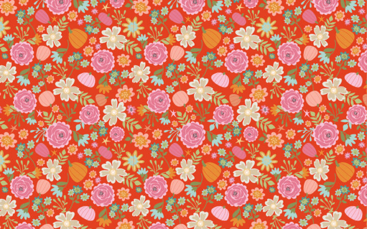 Poppie Cotton Kitty Loves Candy Pretty Pumpkins Orange