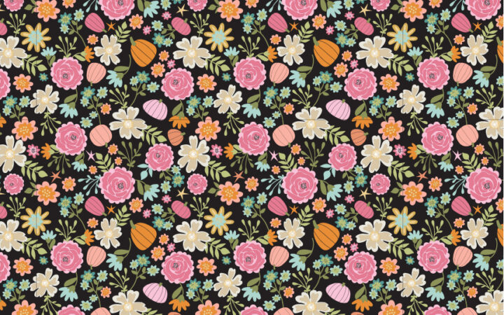 Poppie Cotton Kitty Loves Candy Pretty Pumpkins Black