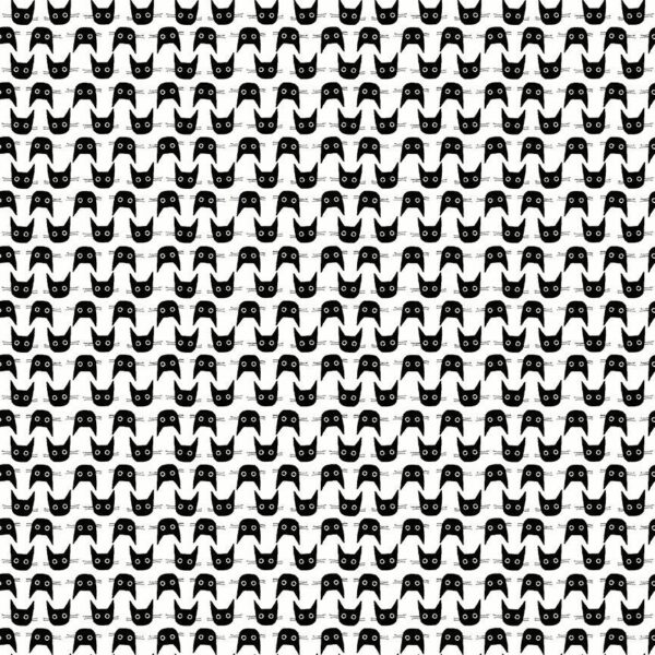 Dear Stella Fabrics A Tall Yarn Black Cat Heads on White