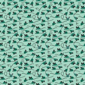 Dear Stella Fabrics Hugs N Purrs Mice in Bermuda Green