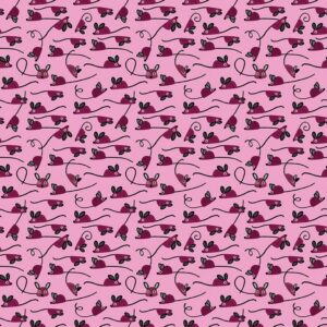 Dear Stella Fabrics Hugs N Purrs Mice in Carnation