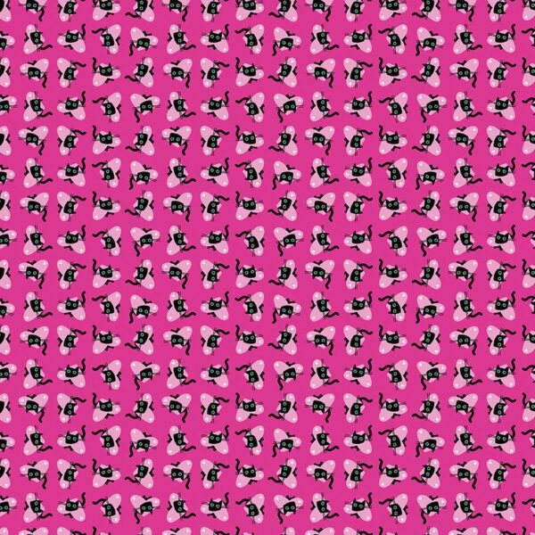 Dear Stella Fabrics Hugs N Purrs Hearty Paws in Magenta