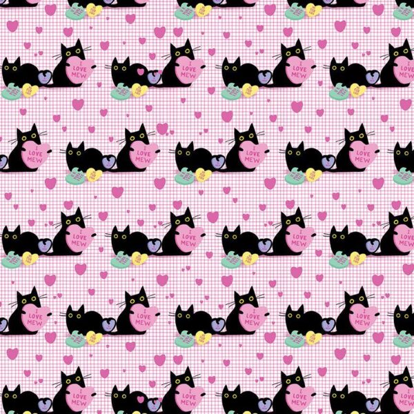Dear Stella Fabrics Hugs N Purrs I Love Mew