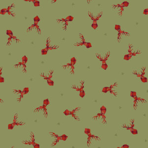 Lewis & Irene Fabrics Stag on Celtic Green