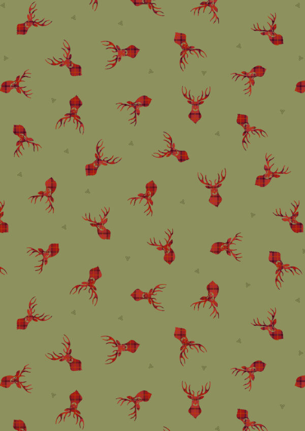 Lewis & Irene Fabrics Stag on Celtic Green