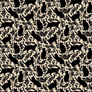 Northcott Fabrics Hallow's Eve Black Cats on a Cream Background
