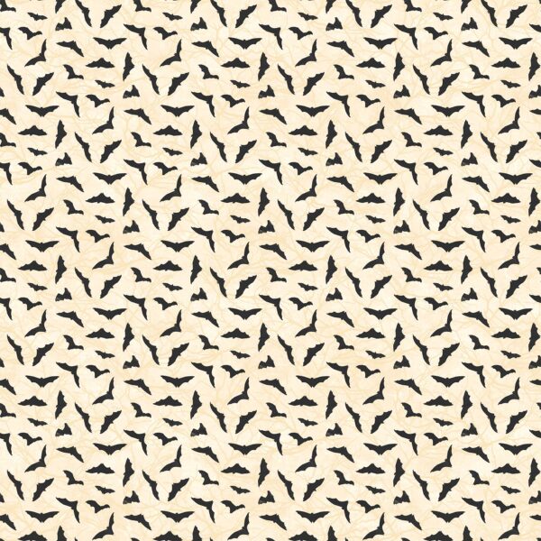 Northcott Fabrics Hallow's Eve Black Bats on Cream