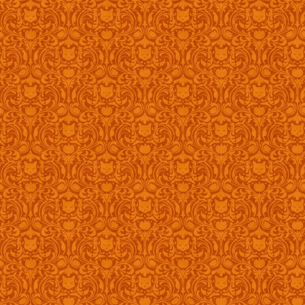 Northcott Fabrics Hallow's Eve Tonal Orange Damask Style Print
