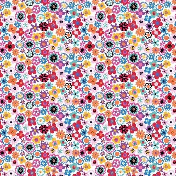 Dashwood Fabrics Viva La Vida Floral on White