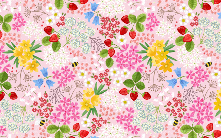 Lewis & Irene Teddy Bear’s Picnic Floral Pink