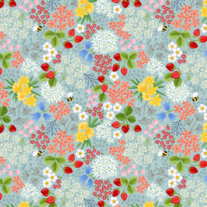 Lewis & Irene Teddy Bear’s Picnic Floral Duck Egg