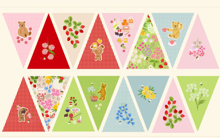 Lewis & Irene Teddy Bear’s Picnic Bunting Panel