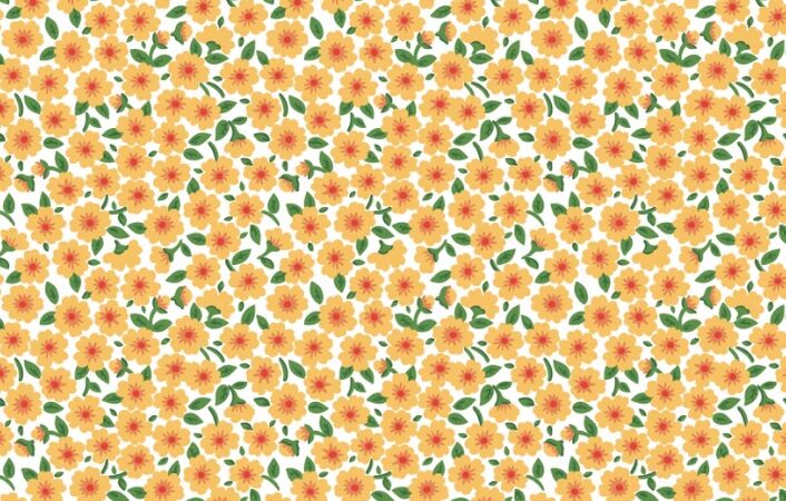 Poppie Cotton Flower Market Yellow Forget Me Nots